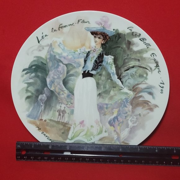 VTG 1976 D’Arceau Limoges Collectors Plate Léa la Femme Fleur la Belle Epoque 19 - Picture 10 of 10